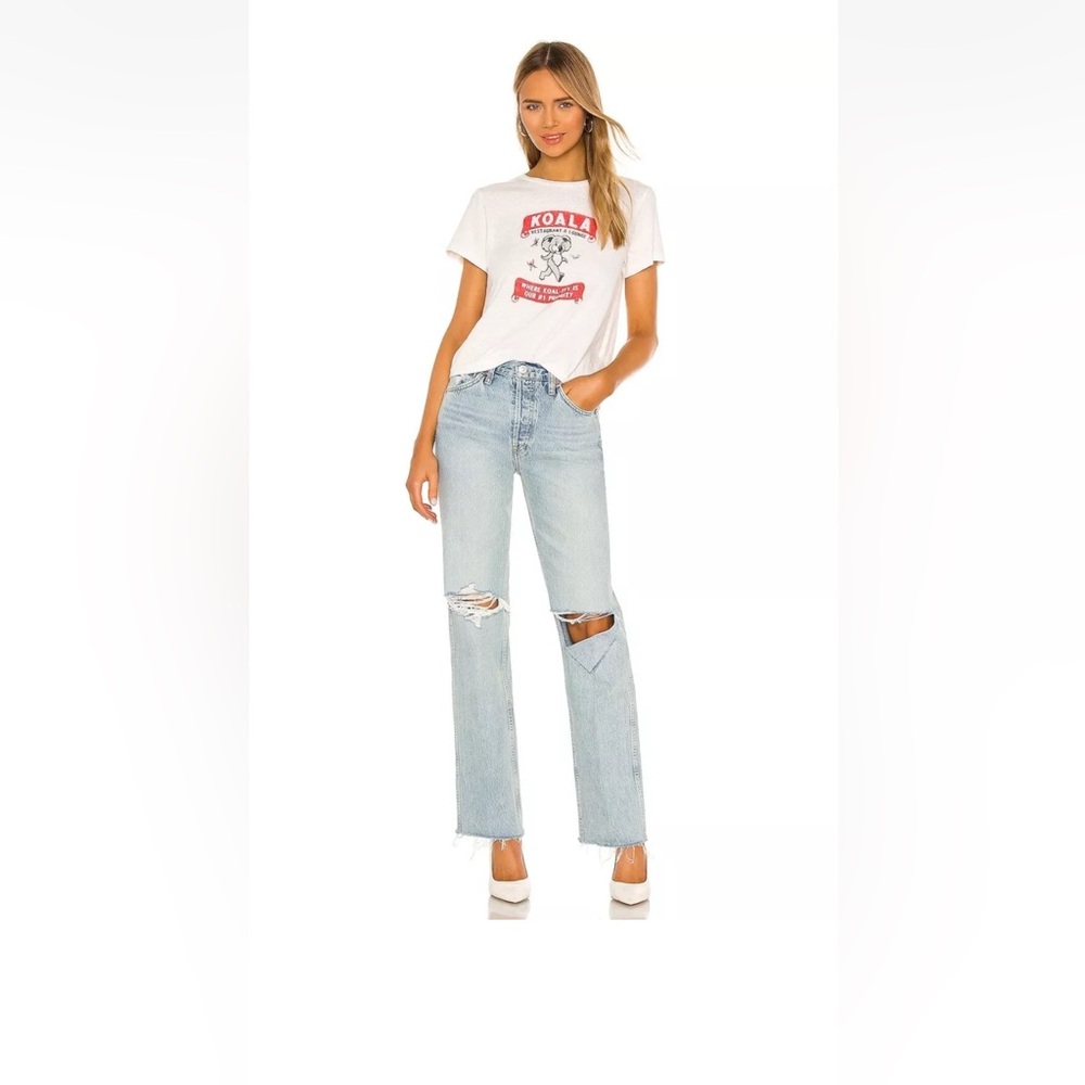 Re/Done Ripped 90s High Rise Loose Light Blue Button Fly Jeans 31 NWT (33”x26”) - Picture 1 of 9